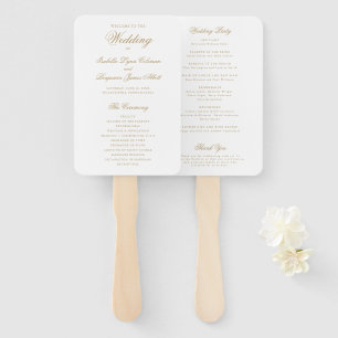 Traditional Gold Formal Elegant Wedding Program Hand Fan