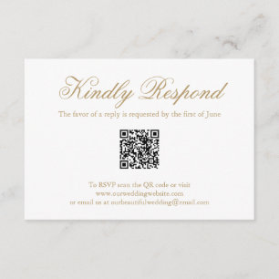 Traditional Gold Formal QR Code Elegant Wedding RSVP Card