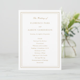 Traditional Gold Timeless Wedding Programme