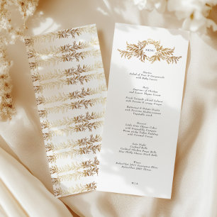 traditional golden wreath monogram Wedding Menu