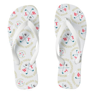 Traditional Golfer Logo Stylishly Stamped White Jandals