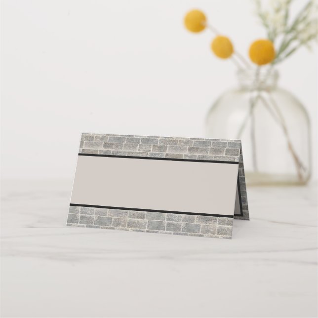 Traditional Gray Brick Place Card (Front)