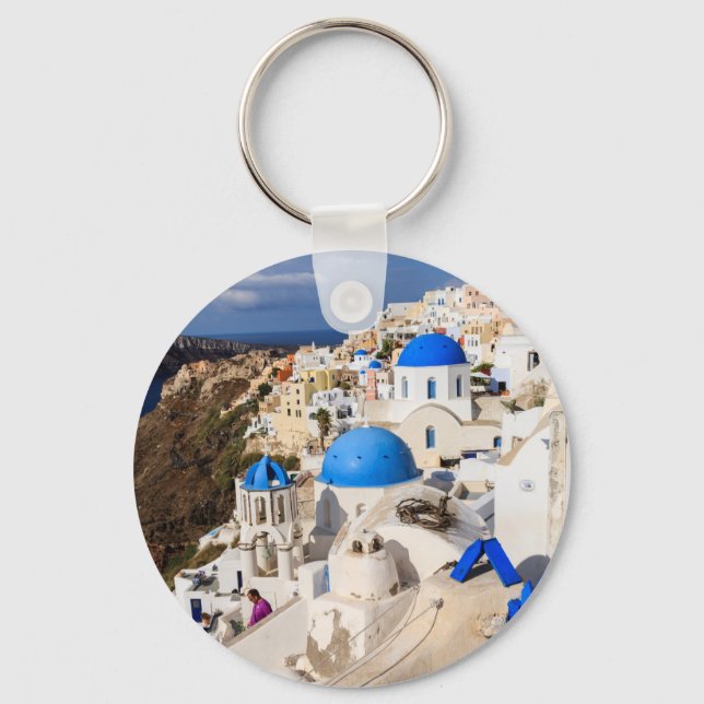Traditional Greek Houses Key Ring (Front)