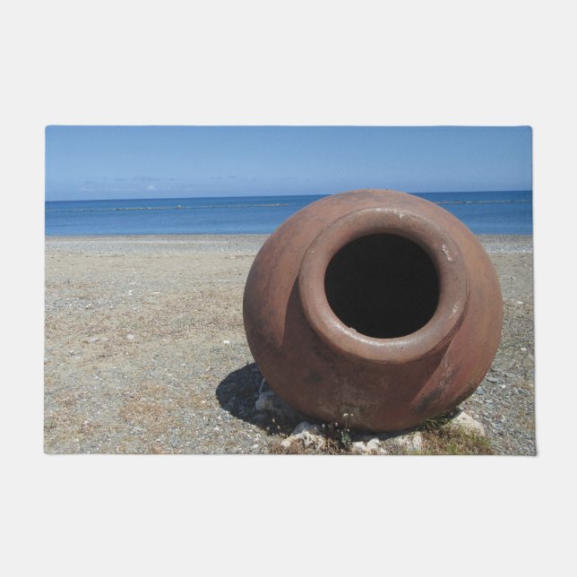 Traditional Greek Terracotta Pot on the Beach Doormat (Front)