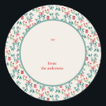 Traditional Green and Red Grand Millenial To/From Classic Round Sticker<br><div class="desc">Celebrate your first holiday season as newlyweds with our Grand Millennial Pattern Christmas card collection. Featuring timeless,  vintage-inspired designs with a modern twist,  these cards add a touch of elegance to your holiday greetings. Customise each card to share your love and joy as you start this new chapter together!</div>