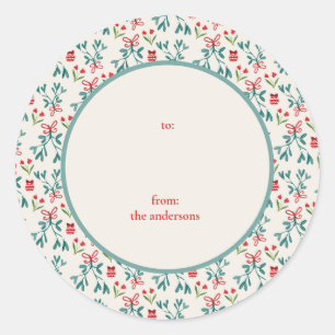 Traditional Green and Red Grand Millenial To/From Classic Round Sticker