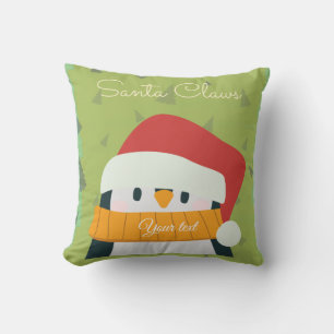 Traditional green and red pillow Santa