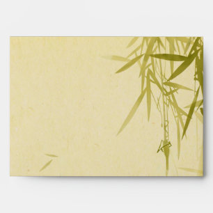 Traditional Green Bamboo with Leaves Watercolor Envelope