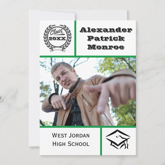 Traditional Green - Graduation Announcement (Front)