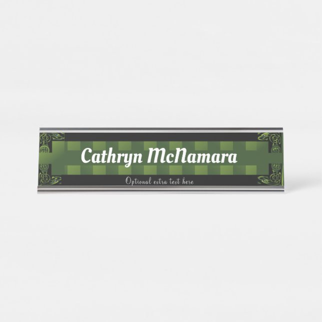 Traditional Green Irish Celtic Design   Desk Name  Desk Name Plate (Front)