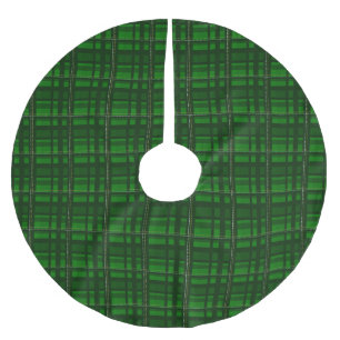Traditional green plaid madras pattern Christmas Brushed Polyester Tree Skirt