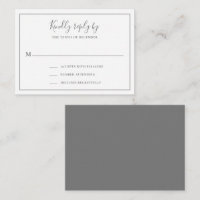 Traditional Grey Elegant Mini Wedding RSVP Card