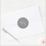 Traditional Grey Elegant Wedding Classic Round Sticker<br><div class="desc">Traditional style wedding sticker featuring a simple yet elegant design with your two initial monogram in a large serif font.</div>