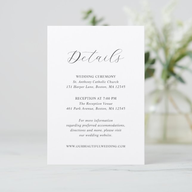 Traditional Grey Elegant Wedding Enclosure Card (Standing Front)