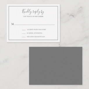 Traditional Grey Elegant Wedding Mini RSVP Card