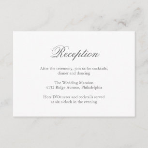 Traditional Grey Formal Elegant Wedding Enclosure Card