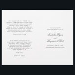 Traditional Grey Formal Elegant Wedding Program<br><div class="desc">Classic style folded Wedding Program with accent words in an elegant calligraphy typography. The front has your event details, the inside has your wedding party and order of ceremony. The back has a template for your message / quotes. All text is in medium grey over a white background and may...</div>