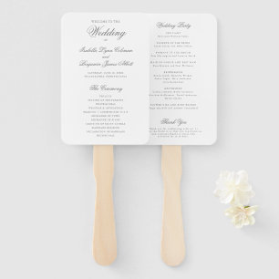 Traditional Grey Formal Elegant Wedding Program Hand Fan