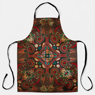 Traditional grunge ornamental floral paisley banda apron