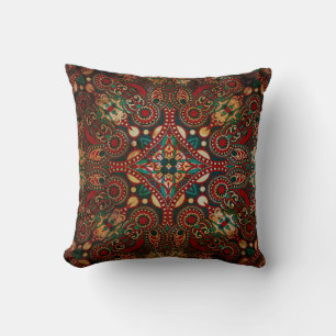 Traditional grunge ornamental floral paisley banda cushion