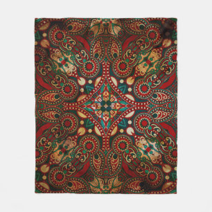 Traditional grunge ornamental floral paisley banda fleece blanket