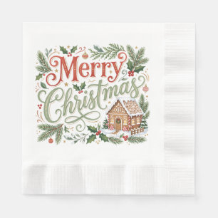 Traditional Hand Lettering Christmas Gingerbread Napkin