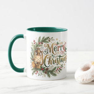 Traditional Hand Lettering Christmas Lantern Mug