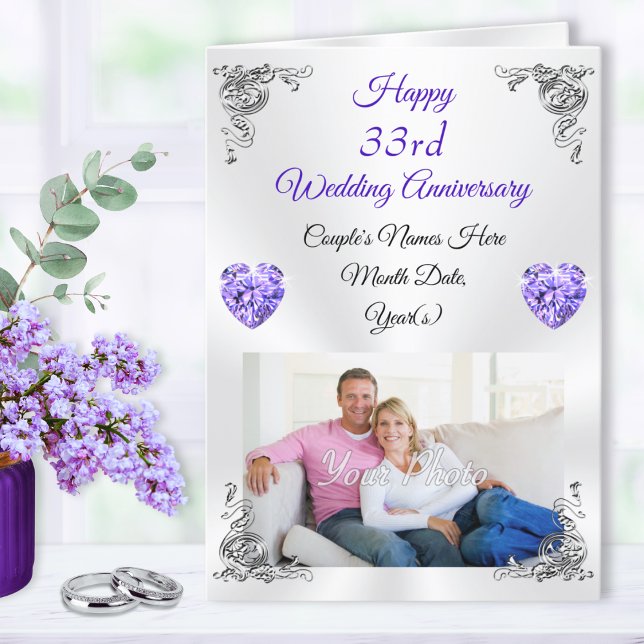 Traditional Happy 33rd Wedding Anniversary Card (Personalized, 33rd wedding anniversary cards. 33 years of marriage. 33rd wedding anniversary symbol.)