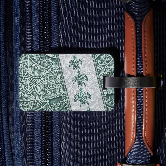 Traditional Hawaiian Tapa and Honu Luggage Tag (Back Insitu 2)