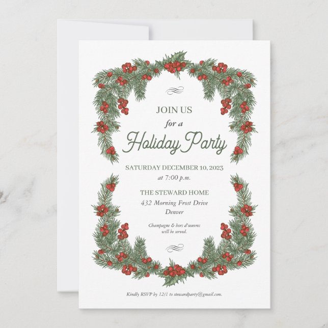 Traditional Holiday Party Invitation (Front)