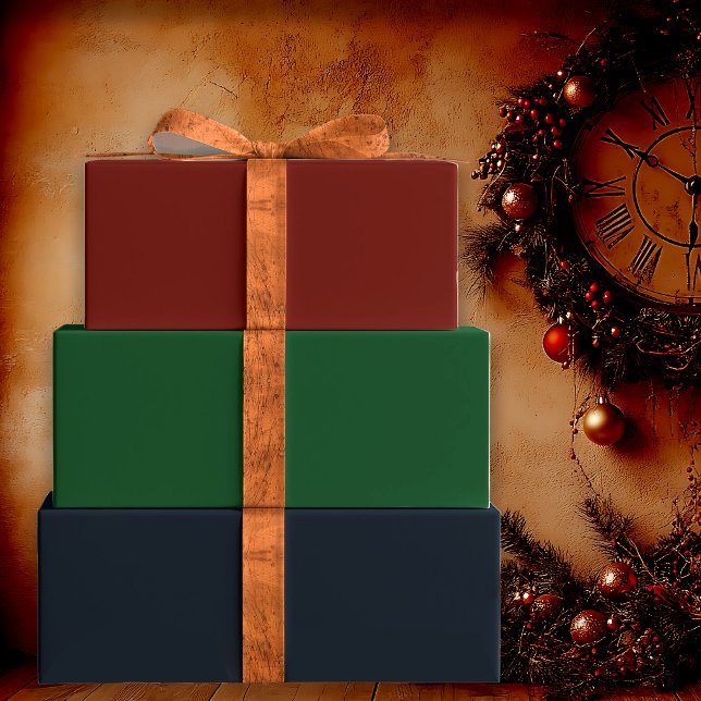 Traditional Holiday Solids Red, Blue and Green Wrapping Paper Sheet (Creator Uploaded)