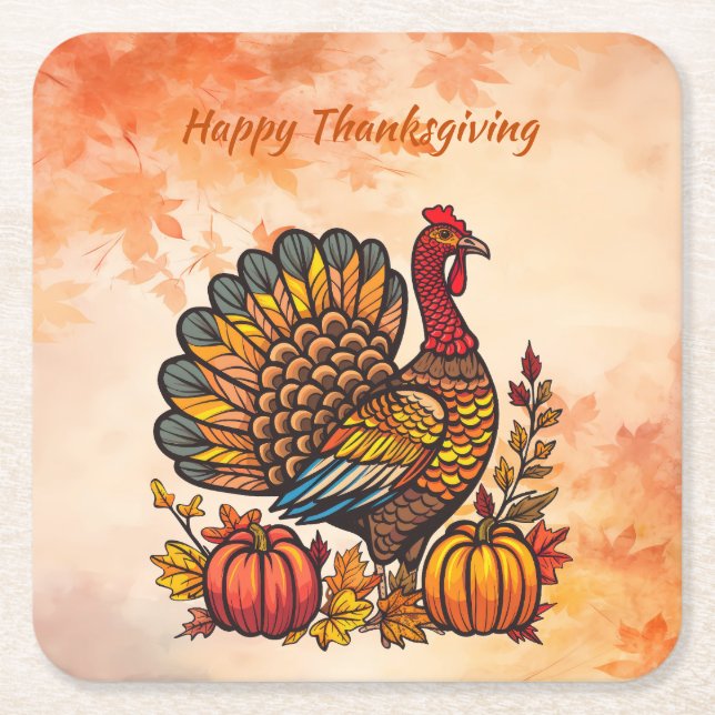 Traditional Holiday Thanksgiving Paper Coaster (Front)