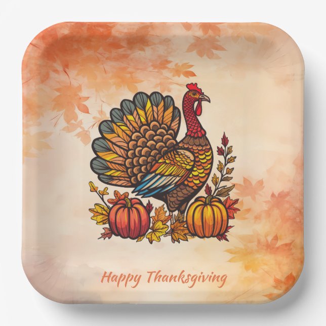 Traditional Holiday Thanksgiving Paper Plate (Front)