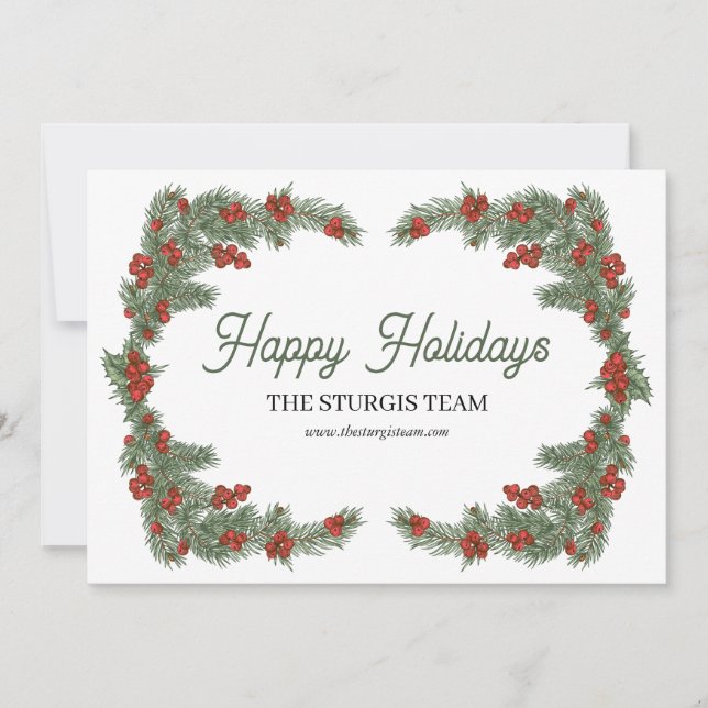 Traditional Holly Christmas Card (Front)