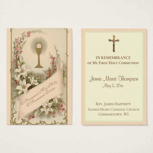 Traditional Holy Card Chalice First Holy Communion (Front & Back)