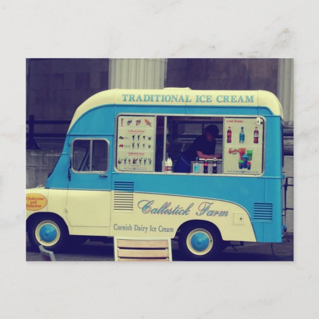 Traditional ice cream vintage cute truck postcard (Front)