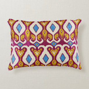 Traditional ikat fabric seamless pattern decorative cushion