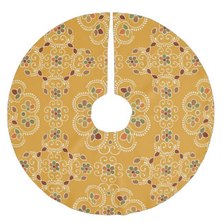 Traditional Indian damask, seamless pattern. Brushed Polyester Tree Skirt