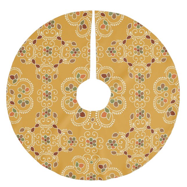 Traditional Indian damask, seamless pattern. Brushed Polyester Tree Skirt (Front)
