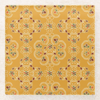 Traditional Indian damask, seamless pattern. Glass Coaster