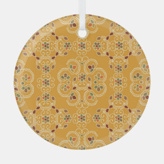 Traditional Indian damask, seamless pattern. Glass Tree Decoration