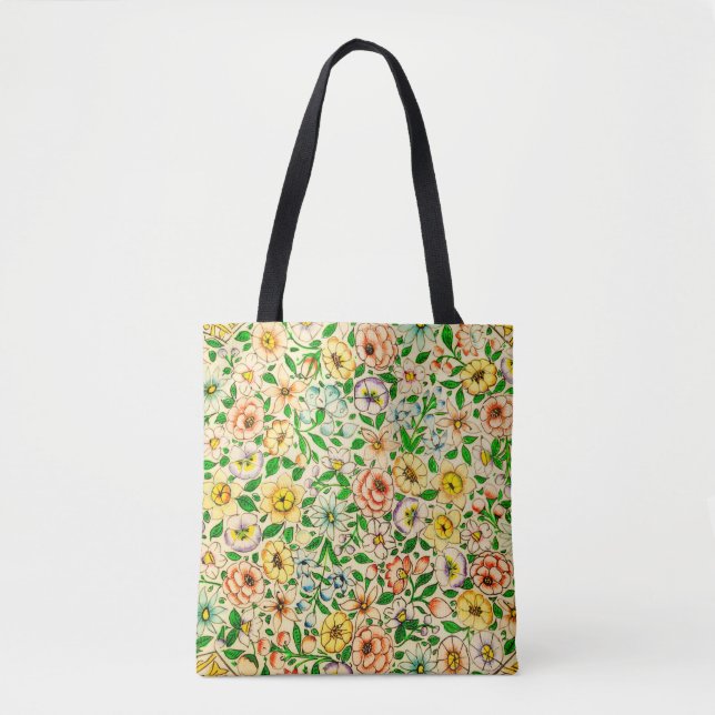 Traditional Indian floral pattern Tote Bag (Front)