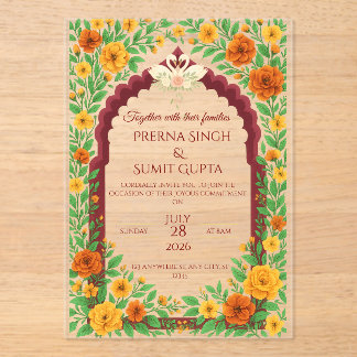 Traditional Indian Floral Wedding Invitation 