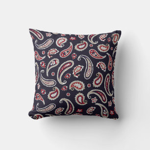 Traditional Indian paisley, navy pattern. Cushion