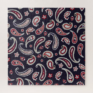 Traditional Indian paisley, navy pattern. Jigsaw Puzzle