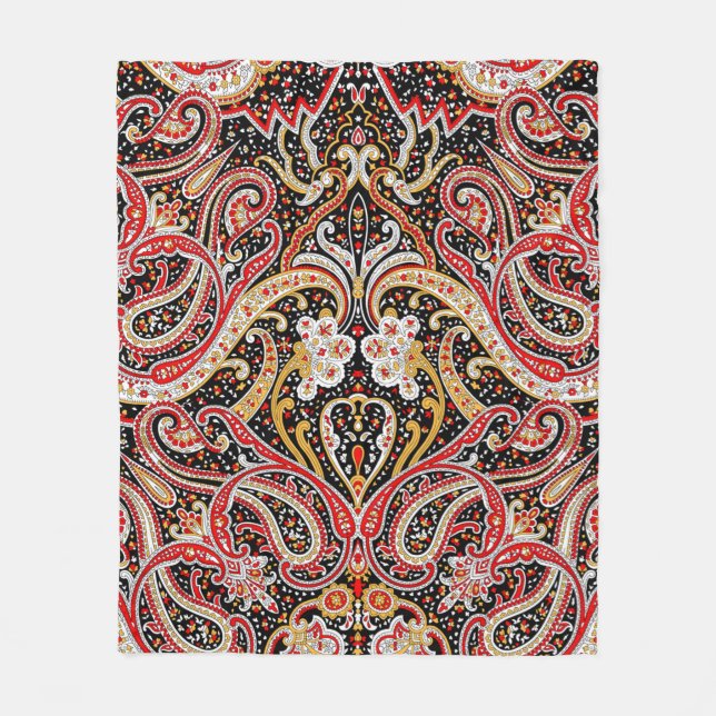 traditional indian paisley pattern fleece blanket (Front)