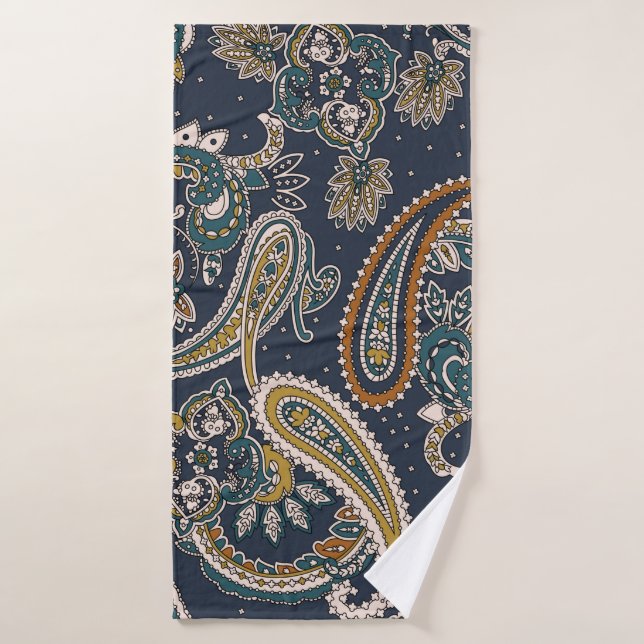 Traditional Indian Paisley pattern on backgroundpa Bath Towel (Bath Towel)
