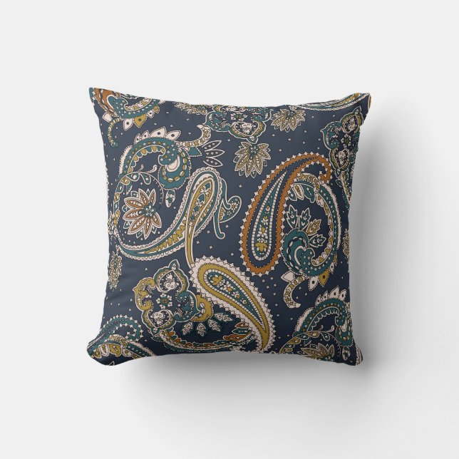 Traditional Indian Paisley pattern on backgroundpa Cushion (Front)