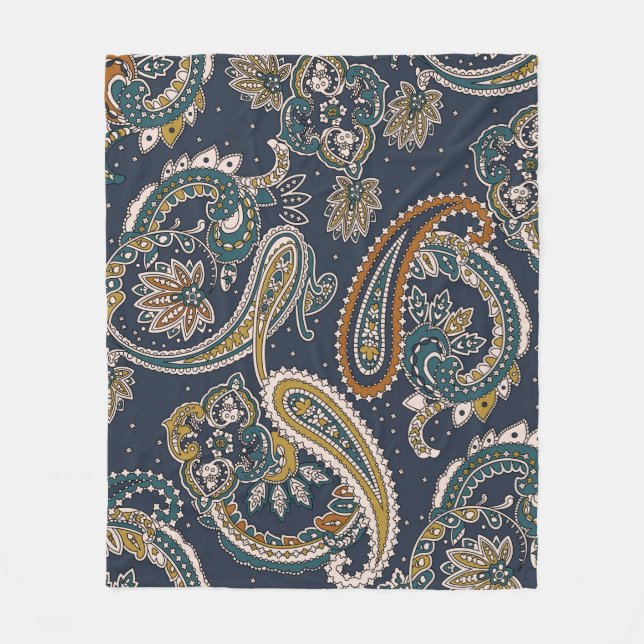 Traditional Indian Paisley pattern on backgroundpa Fleece Blanket (Front)