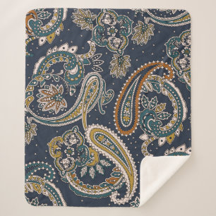 Traditional Indian Paisley pattern on backgroundpa Sherpa Blanket
